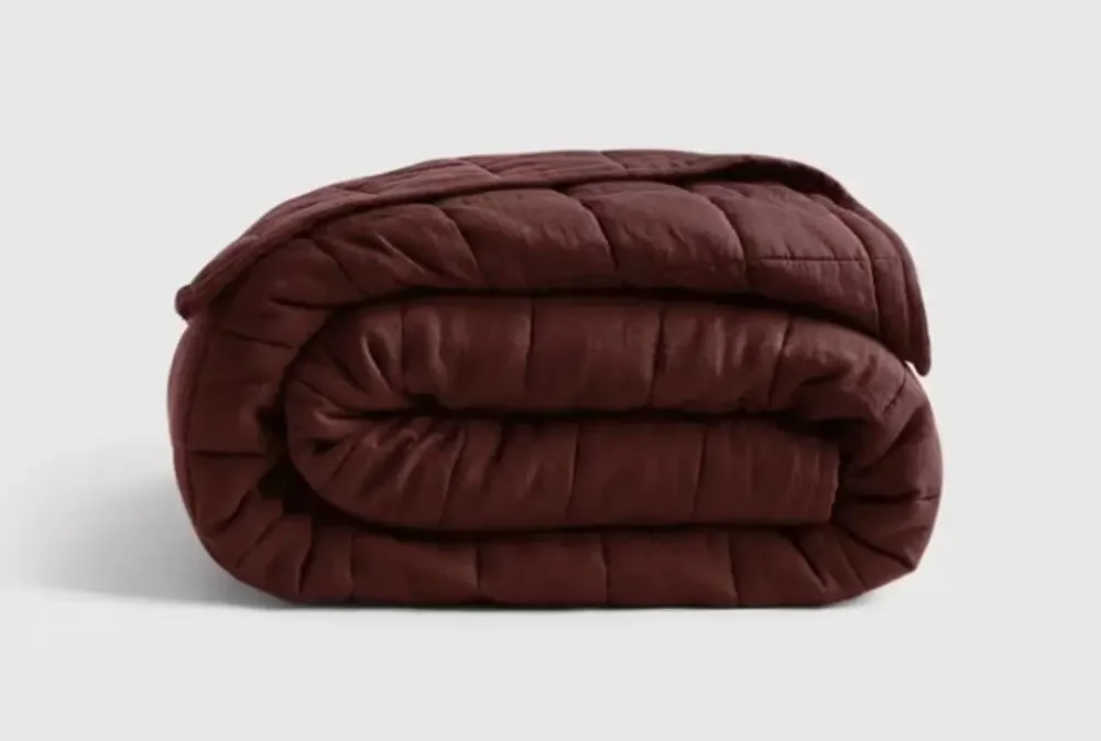 Quince KING Linen Box Quilt Burgundy California King NO Shams NEW